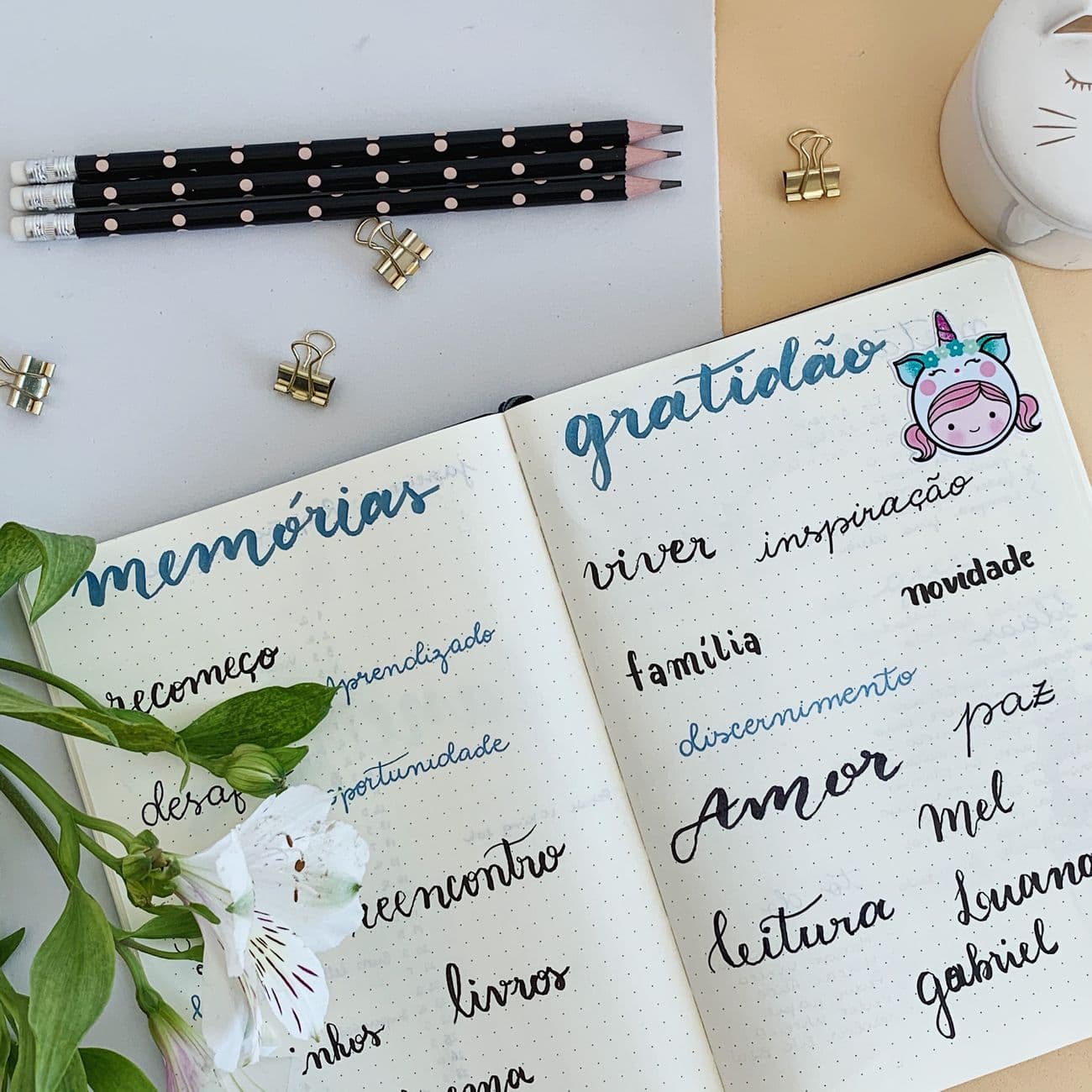 A journal page with stickers
